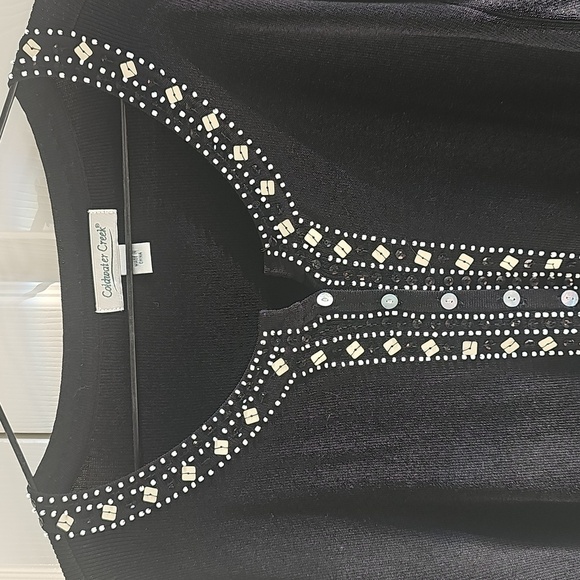 Vintage Coldwater Creek Black Long Sleeve Sweater W Beaded Bodice 1X - Picture 2 of 13